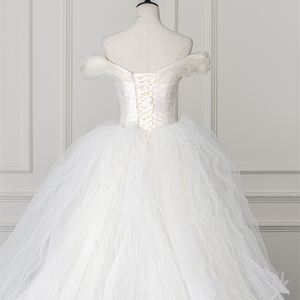 Elegant Neck Puffy Bridal Women'S <b>Wedding</b> <b>Dresses</b> Rl320 - Product Image 5