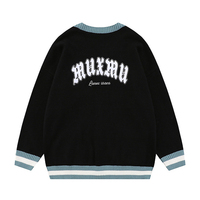 Cardigan en tricot personnalisé pour homme, col en V, boutons, poches, manches longues, mélange de coton, lettres brodées, motif, pull en tricot