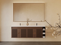 Ensemble de meuble-lavabo mural flottant Lesso Home moderne avec miroir LED en contreplaqué et lavabo, idéal pour hôtels et villas