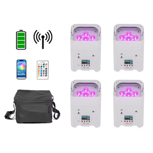 6x18w RGBWA+UV 6 ב-1 תאורת דיסקו <span class=keywords><strong>LED</strong></span> אלחוטית עם שלט רחוק DMX, שליטה קולית, <span class=keywords><strong>Wifi</strong></span>, תאורת חג המולד, סוללה, עם תיק אחסון - Product Image 1