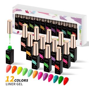 JTING Set de 12 Colores de Gel para Decoración de Uñas, Esmalte de Gel para Pintar con Pincel, 12ml, con Pincel para Gel, Personaliza con tu Propia Marca OEM - Product Image 1