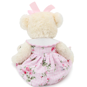A082 nhỏ bé gấu bông với vải dễ thương Thú nhồi bông mềm đồ chơi sang trọng màu hồng ăn mặc với thỏ bán buôn Thú nhồi bông sang trọng - Product Image 3