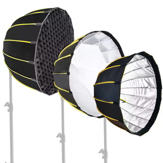 Factory 70/90/120cm Parabolic Softbox Professional Quick Set-up Deep Softbox with Grid and Bowen Mount for Studio LED Light