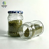 Pot en verre Mason vide de 500 ml avec épaule gaufrée, récipient alimentaire pour miel et confitures, achat en gros