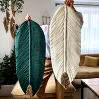 Décoration murale en macramé en coton vert feuille bohème personnalisée, art décoratif pour la maison, pour les occasions d'anniversaire et d'anniversaire de mariage