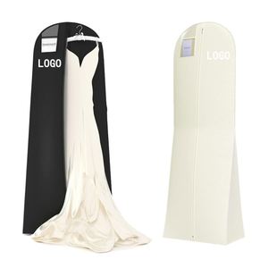 Housse de robe de mariée personnalisée anti-poussière, sacs longs pliables pour vêtements, housse de robe de mariage avec logo personnalisé, sac de vêtement non tissé - Product Image 1