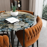 Ensemble de table et de chaises de salle à manger rondes en métal de style européen moderne avec plateau en marbre pour petit appartement