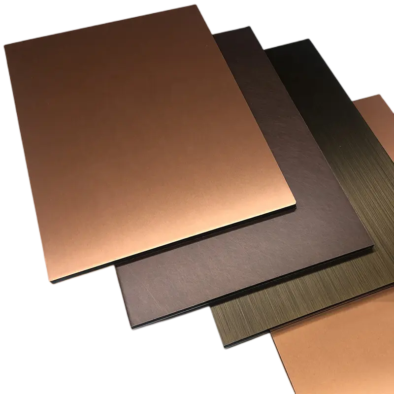 Long Life Rose Gold ACP Copper Wall Panel Nano Sheet Brushed Copper Aluminum Composite Panels