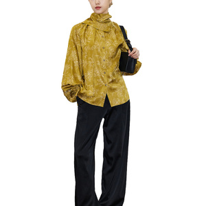 <span class=keywords><strong>Camicia</strong></span> di seta a maniche lunghe in stile cinese Casual allentata di vendita calda estiva con dettagli sul collo della sciarpa - Product Image 2