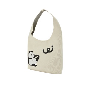 Women's Casual Large Capacity Tote <strong>Bag</strong> with Flying <strong>Panda</strong> Design Woven Shoulder Strap PU Polyester Lining Open Closure - Product Image 1