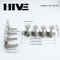 HIVE Arc Angle One-piece Long-tailed Hole 4L4R White Pearl Small Round Head 8 String Mandolin Tuning Pegs