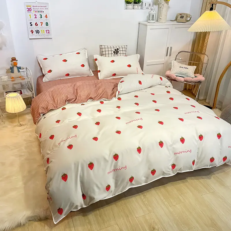 high quality 4pcs comforter bedding set polyester twin size custom bedding set printing
