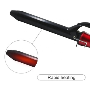 Rizador cónico de flor de pera esmaltada de cerámica roja al por mayor de fábrica, rizador de pelo casero de 9-38mm, herramientas de estilismo MCH de temperatura LCD - Product Image 5