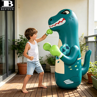 Sac de frappe gonflable dinosaure durable à rebond immédiat avec base, jouet d'éveil pour tout-petits pour le plaisir en intérieur et en extérieur