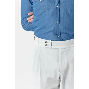 Pantaloni Chino in Velluto di Cotone Grigio per Autunno e Inverno - Product Image 2