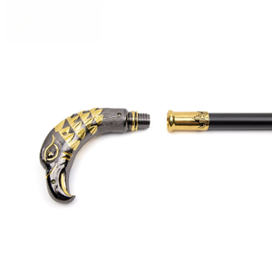 عصا مشي فاخرة سوداء ذهبية حديثة من سبائك الألومنيوم، ثلاثية الأقسام، مضادة للانزلاق، متينة، عصا للرجال برأس نسر - Product Image 4