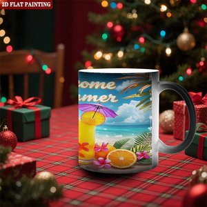 Frosted Black 11oz <b>Ceramic</b> Heat Changing Magic Mug Tour Travel Portable Drinking <b>Cup</b> - Product Image 2