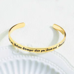 Bulk Women Herren schmuck Custom Edelstahl Manschette Inspirational Word Bracelet