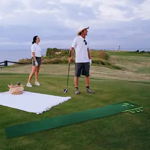 Ayuda de entrenamiento de campo de golf para interiores/exteriores con equipo de práctica de alfombra verde para entrenamiento de campo de golf