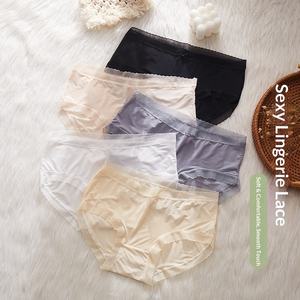 ชุดชั้นในผ้าไหมน้ำแข็งไร้ตะเข็บสำหรับฤดูร้อน ผ้าฝ้ายบริเวณเป้า สวมใส่สบาย ระบายอากาศได้ดี ไซส์ใหญ่ เซ็กซี่ บางเบา เอวกลาง สีพื้น สำหรับสาวๆ - Product Image 1