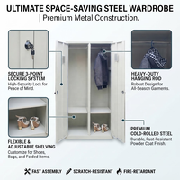 Armoire de chambre moderne en acier à 2 portes, placard de rangement métallique pour vêtements, armoire personnalisée avec miroir