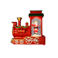 Décorations de Noël vintage, train de Père Noël en plastique rouge illuminé, ornements créatifs, accessoires photo
