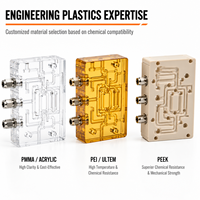Plaque fluide de laboratoire haute pression en PMMA usinée sur mesure par CNC pour collecteur microfluidique