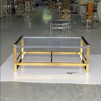 Table basse moderne en acier inoxydable avec plateau en verre acrylique pour le salon