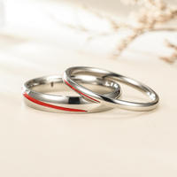 Design de mode Couple Anneau Version coréenne Personnalité Gouttes Colle Lune Anneau Rouge Hommes et Femmes Anneau Ouvert