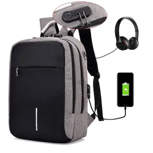 high quality custom mens outdoor nylon waterproof business laptop smart port usb charging back pack anti theft laptop backpack