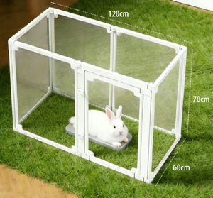 Clôture pour lapins en acrylique transparent moderne 70 pour petits chiens - Utilisation en intérieur Parc pour animaux de compagnie pliable Pièce unique ou accessoires - Product Image 1