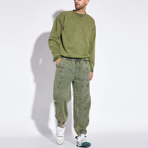 Sweat-shirts en molleton 100% coton pour homme, poids lourd, délavés à l'acide, col rond uni, pull-over, logo personnalisé, sweat-shirts à capuche - Product Image 6