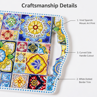 Sous-plat en céramique 3D personnalisé avec feuille d'or et support en bambou 14x22cm, mosaïque Talavera, lot de 6, vente en gros, cadeau OEM