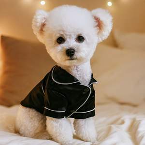 Luxuoso Confortável Inverno Temporada Algodão Pet Pijama para Cães Pequenos Gatos Padrão Sólido para Teddy Bichon Pomeranian Bulldog - Product Image 3