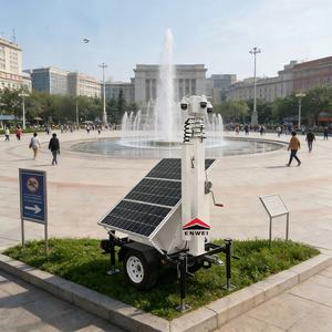 Remolque de Vigilancia con Energía <span class=keywords><strong>Solar</strong></span> a Buen Precio, Mini Remolque con Paneles Solares Rojos y Cámaras CCTV para Monitoreo en Exteriores - Product Image 2