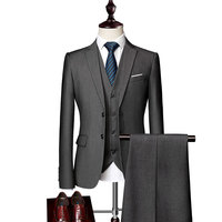 MF9802 Costume Homme De Luxe 3 Pièces Blazer Pantalon Gilet 2 Boutons Mode Slim Couleur Unie Costumes D'Affaires Tenue De Bureau