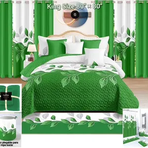 luxury 27pieces set bedspread king size in stock quilts with curtains customized 100% cotton bed cover