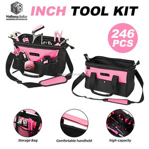 Juego de Herramientas Eléctricas Inalámbricas de 20 V, 236 Piezas, Kit de Herramientas para el Hogar para Mujer, Bolsa Rosa, Kit de Destornillador Eléctrico para Bricolaje - Product Image 3