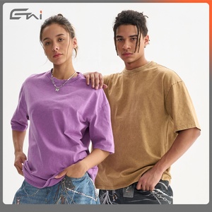 280GSM, camisetas Vintage de gran tamaño de alta calidad, 100% algodón, logotipo personalizado, camiseta de lavado ácido con estampado en blanco para hombres - Product Image 4