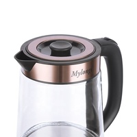 Bouilloire électrique en verre MY-6618 sans fil avec base rotative à 360 degrés, arrêt automatique, pour le thé, appareil de cuisine