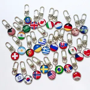 Grosir gantungan kunci Logo kustom hadiah promosi gantungan kunci logam bendera negara nasional