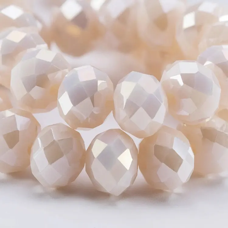 Commercio all'ingrosso 4mm 6mm 8mm perle di vetro color perla ceca per realizzare accessori per collana di bracciali Rondelle Spacer Beads 2 acquirenti