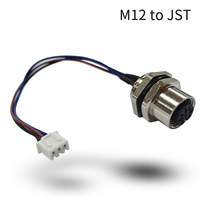 Personalizado M12 4 5 Pin 8 Pin A Código Macho Hembra Montaje en panel con conectores Jst 2,0 2,54 Arnés de cables M12 a cable JST