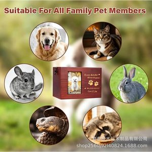 Wooden Pet <b>Urn</b> Rectangle Solid Wood Memorial Box For Dog <b>Cat</b> Pet Funeral Supplies Secure Storage - Product Image 3