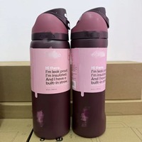 Bouteille d'eau isotherme en acier inoxydable Owala 24/32oz avec paille, sans BPA, pour le sport, colorée et moderne
