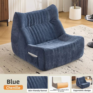 Sillón Moderno Cuadrado de Terciopelo con Espuma Comprimida sin Brazos para Uso en Villas, Disponible en Almacén de EE. UU. - Product Image 6