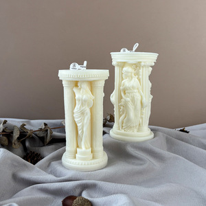Bougie parfumée en forme de colonne romaine, sculpture d'art rétro, bougie en cire, décoration de table, ornement pour la maison - Product Image 4