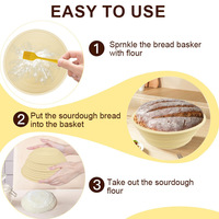 Kit d'outils de boulangerie maison pour pain au levain, comprenant un panier de levage, un pot de levain, un fouet à pâte, une lame à découper, une spatule et un tapis en silicone
