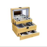 Boîtes à bijoux en bambou de luxe personnalisées, 3 étages, organisateur de bijoux, rangement, présentoir