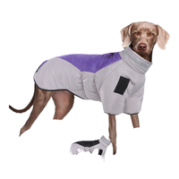 Manteau pour chien à deux pattes gris violet uni, col roulé, rembourré en coton, réfléchissant, ajustable, XL, gilet chaud et épais pour l'hiver